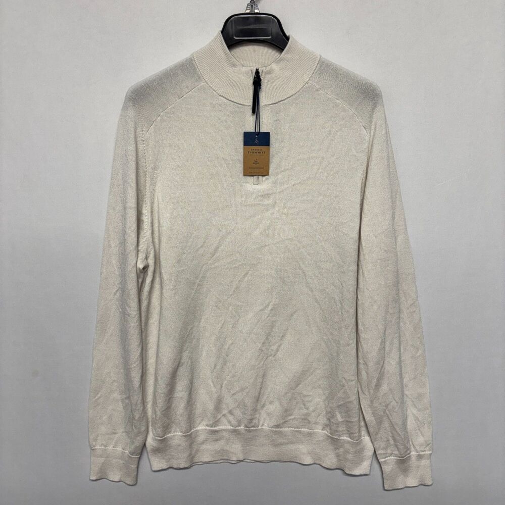 NWT Charles Tyrwhitt Men 100% Wool 1/4 Zip Pullover Sweater Size Large C131 -27